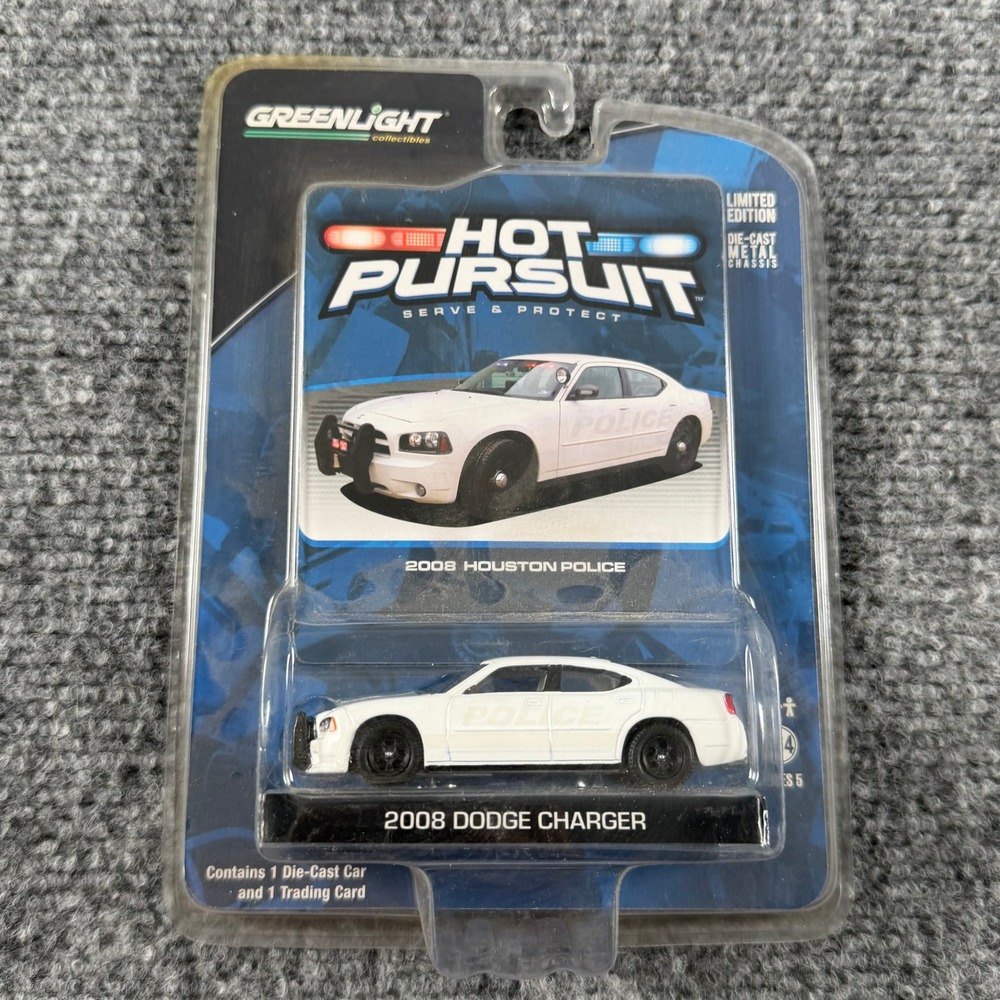 Greenlight 2008 Dodge Charger Houston Police White Hot Pursuit 1:64 Diecast Car